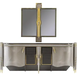Esszimmer Set Grau Anrichte Schön Spiegel Luxus Design Elegantes Modern 2tlg. - Grau