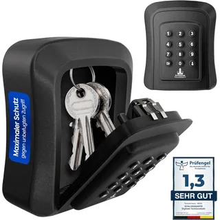 Schlosswarte Digitaler Schlüsseltresor – App-Steuerung & Bluetooth mit Einmalcodes, Schlüsselbox für außen, IP65 wetterfest, 10-stelliger Code, für Ferienwohnung, Zinklegierung