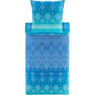 Bassetti Satin-Bettwäsche-Garnitur KERALA Farbe B1 BLAU Größe 200x200+2x80x80