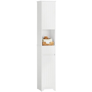 SoBuy BZR109-W Hochschrank Badezimmer Schrank Badschrank schmal Badregal Badezimmerschrank Badezimmermöbel Weiß BHT ca. 30x170x30cm