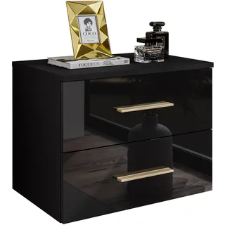lookway Nachtschrank Lina II 55 x 42 x 37 cm Schwarz