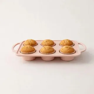 Silikon-Muffinform 6 Holtes 26,4 x 18,3 x 4 cm, BPA-frei - Beige