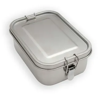 Intirilife Lunchbox Aufbewahrungsbox aus Edelstahl in Silber mit 550 ml Füllmenge - 17 x 12 x 6 cm - Brot Dose Box Behälter zum Transportieren von Essen Snacks und mehr