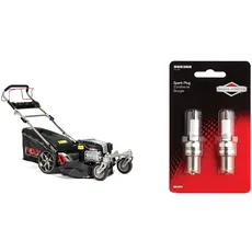 NAX Power Products Briggs & Stratton 5000S Motor 875Exi Serie 190 cm3 ReadyStart Schnittbreite 56 cm Korb 75 l Vorderräder Benzintraktionsrasenmäher & 2X RC12YC Briggs & Stratton BS-OHV Zündkerzen