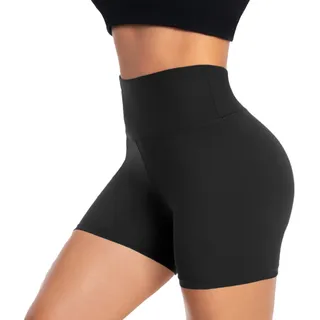 ACTINPUT Radlerhose Damen Kurze Shorts High Waist Sporthose Leggings Blickdicht Hotpants Unterhose Boxershorts Sommer(Schwarz,S-M)