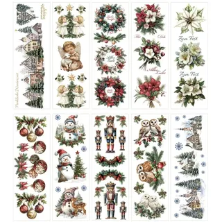 Ideen mit Herz Aqua-Transfers Deluxe | Wasserschiebefolie Kerzen | Kerzentattoo | Abziehbild | Nassschiebefolie | verschiedene Motive | 10cm x 30cm | 10 Bogen (Winterzeit & Wünsche)