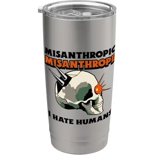 Misanthropischer Misanthrop Ich hasse Menschen (Lustiges Statement für Einzelgänger) Doppelwandiger Edelstahl-Thermobecher