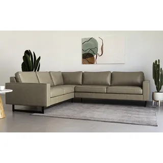 Places of Style Ecksofa »Pinto, 250/290 cm, langer Schenkel, XXL, Ottomane«, Cord, Feincord, Luxus-Microfaser Leder und Chenille PLACES OF STYLE taupe