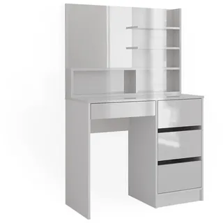 Vicco Schminktisch Sherry Weiß 80 cm mit Spiegel , Holzwerkstoff , 9 Fächer , 4 Schubladen , Rechteckig,Rechteckig , 80x127.4x40 cm , Schlafzimmer, Schminktische