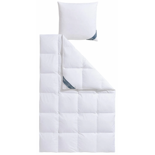 Daunenbettdecke + Kopfkissen HAEUSSLING "Kristall Edition", weiß, B/L: 155cm x 220cm Anzahl Teile 1, B/L: 80cm x 80cm Anzahl Teile 1, Bezug: Baumwolle Füllung: Entendaune/-feder, warm, Bettdecken Bezug: 100% Baumwolle. Kopfkissen Bezug: 100% Baumwolle. Bettdecken Füllung: 60% Entendaune, 40% Entenfeder. Kopfkissen Füllung: 85% Entenfeder, 15% Entendaune, Bettwaren-Sets, Daunenbettdecke + Kopfkissen, Spar-Set in verschiedenen Wärmeklasssen