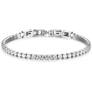 JewelryWe Schmuck Damen Tennis Armband Fußkettchen Edelstahl Zirkonia Tennisarmband Armktte Fußkette abnehmbar Freundschaftsarmband Armreifen für Frauen Mädchen