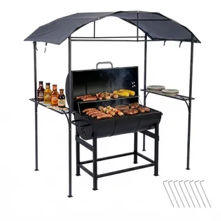 Relaxdays Grill Pavillon 1,16 x 2,1 m Schwarz