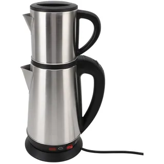 Elektrische Türkische Teekanne, 2 L Wasserkocher, 1 L | Edelstahlgehäuse, Integriertes Teesieb, Teekocher, Schwarztee, EU-Stecker 220 V, Küchengebrauch, Teetradition