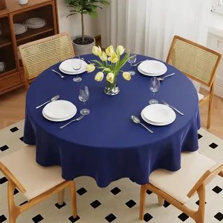 Zdada Blau Abwaschbar Tischdecken Rund Ø150cm Polyester Tischdecke, Kratzfest, Fleckschutz Tischtuch Outdoor Tischwäsche für Garten, Esszimmer, Feiern und Haushalt