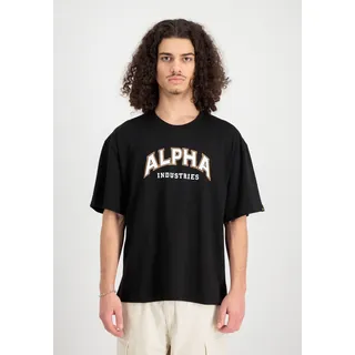 T-Shirt ALPHA INDUSTRIES "College T-Shirt", Herren, Gr. S, schwarz, Obermaterial: 100% Baumwolle, Shirts T-Shirt