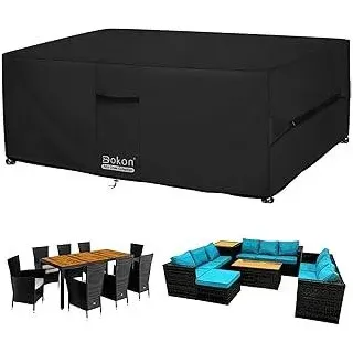 Dokon Abdeckung für Gartenmöbel Wasserdicht, 300x200x90cm, Gartentisch Schutzhülle mit Belüftungsöffnungen, Robustes 420D Oxford-Gewebe Staubfest Anti-UV Abdeckplane für Terrassenmöbel, Sitzgruppe