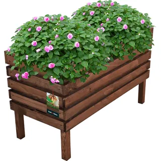 KOTARBAU® Hochbeete für Garten 64 x 30 x 39 cm Blumenkasten Holz Braun Balkon Pflanzkasten Blumenkiste Blumentopf Holzblumenkästen Pflanztopf Pflanzkübel Holzkasten Gemüsebeet Gartenbeet - Braun