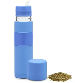 BALIBETOV - Neu - Edelstahl AutoMate - Thermobehälter, Mate Cup und Bombilla in Einem - Sie Müssen Nicht Jedes Mal Nachfüllen, Wenn Sie Trinken Möchten (Blau)