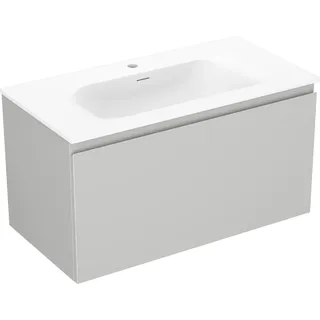 Mexen Orio Badezimmerunterschrank 90 cm mit Waschbecken Vela, 1 Schublade, grau matt/weiß matt - 91A10-09047-1-BF62-W23M01