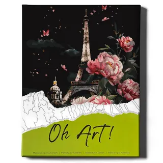 Oh Art! – Malen nach Zahlen Set Paris und Pfingstrosen – 40x50cm, mit Holzrahmen und Pinseln schnelle Lieferung