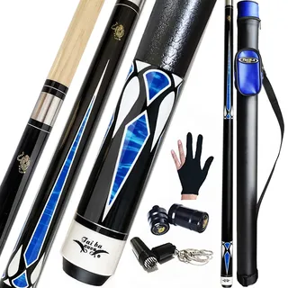 Tai ba cues 2-teiliger Poolqueue-Stick + Hartschalenkoffer, 13 mm Spitze, 147.3 cm, Hartholz, kanadischer Ahorn, professioneller Billard-Queue-Stick 18.19.20.21.22 g Poolstick (wählbar), grau, grün