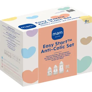 MAM Easy Start Anti-Colic Starter Set, mitwachsende Baby Erstausstattung mit Schnuller, Flaschen & Griffen, Baby Geschenk Set, ab Geburt, beige