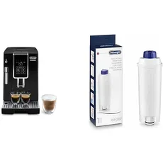 De'Longhi Dinamica ECAM 350.15.B Kaffeevollautomat mit Milchaufschäumdüse für Cappuccino, schwarz & Original Wasserfilter DLSC002 - Zubehör für De'Longhi Kaffeevollautomaten, weiß