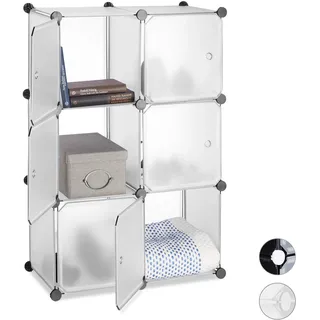 Relaxdays Regalsystem 6 Türen 98 x 66 x 32 cm Transparent