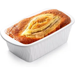 NUTRIUPS Kastenform aus Keramik, 28 cm x 15 cmx 9 cm, rechteckig, zum Backen, Porzellan, antihaftbeschichtet, Brotbackform, Weiß (Weiß)