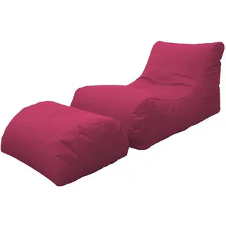 Moderne Chaiselongue fürs Wohnzimmer,  Italy, Sessel mit Fußstütze aus Nylon, Gepolsterter Sitzpuff für Schlafzimmer, 120x80h60 cm, Farbe Fuchsia - Rosa