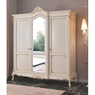 Kleiderschrank Schrank Schlafzimmer Garderobe Holz Barock Italienische Möbel neu - Weiß