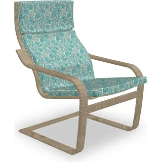 ABAKUHAUS Teal Poäng Sessel Polster, Romantisches Spitze-Muster, Sitzkissen mit Stuhlkissen mit Hakenschlaufe und Reißverschluss, Teal Beige - Beige