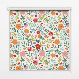 Tulup Innenrollo - Fensterrollo - Rollo - 120x140 cm - Gemalte Blumen , Grün , Kunststoff , Rechteckig , 120x140x0.5 cm , Heimtextilien, Vorhänge, Rollos