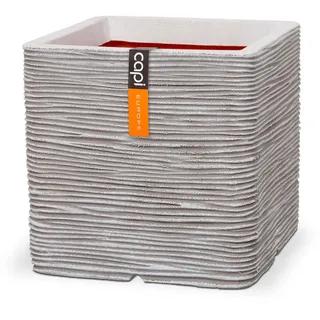 Capi Europe - Topf quadratisch Rib NL - 30x30 - Elfenbein - Blumentopf für den Innen- und Außeneinsatz - Übertopf - Pflanztopf - Pflanzgefäß - Kunststoff - KOFI902