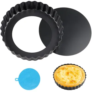 ztowoto Quicheform 12cm,Tarteform Mit Hebeboden,FöRmchen Abnehmbare Tartelette Basis,Sicherheit Tortenboden Backform,Obstkuchenform,Quiche Form,Tortenbodenform(12cm*1,Schwarz)