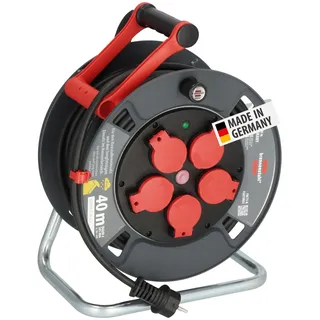 Brennenstuhl Kabeltrommel 300 KU 4100 (40m Kabel in schwarz, aus Spezialkunststoff, Baustelleneinsatz und ständiger Einsatz im Außenbereich, Made in Germany)