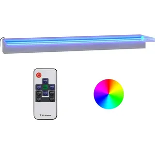 vidaXL Wasserfall-Element mit RGB LEDs Edelstahl 90 cm - Silber