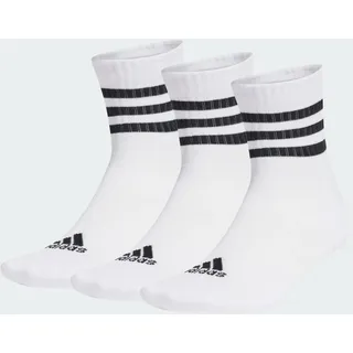 adidas Unisex Kinder 3-Stripes Cushioned Sportswear Mid-Cut Socks 3 Pairs, White/Black, 5-6 Years