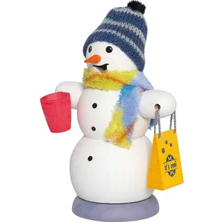 Kuhnert Rauchmann/Räucherfigur aus Holz - Schneemann mit Glühweintasse - ca. 13 cm - Made in Germany