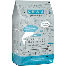 GRAU – das Original – Trockenfutter für Hunde - Forelle mit Kartoffeln (1 x 3 kg), getreidefrei, für sensible, erwachsene Hunde