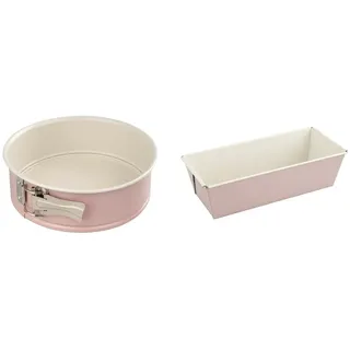 Dr. Oetker 4651 Springform Flachboden, runde Kuchenform aus der Serie Modern Baking, 20 cm & 4655 Kastenform 25 cm, Königskuchenform aus der Serie Modern Baking (Farbe: Rosa/Creme)