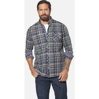Langarmhemd JAN VANDERSTORM "Hemd JORHOLM", Herren, Gr. 5XL, weit, blau (petrol kariert), Obermaterial: 100% Baumwolle CO., Hemden Langarmhemd