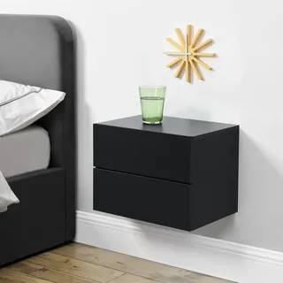 [en.casa] - Nachttisch hängend Ampfing mit 2 Schubladen Schwarz