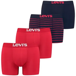 Levi’s Basic-Boxershorts, einfarbige und gestreifte Baumwollunterwäsche für Männer mit elastischem Bund, kein Hochrutschen, 4er-Pack