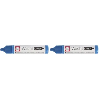 Rayher 31500374 Wachs-Liner, azurblau, Flasche 30 ml, zum Kerzen bemalen, Wachsstift, Flüssigwachs zum Malen direkt aus der Flasche (Packung mit 2)