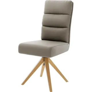 DeLife Esszimmerstuhl Pela-Flex Echt-Leder Schlamm Holzgestell kantig Natur Taschenfederkern