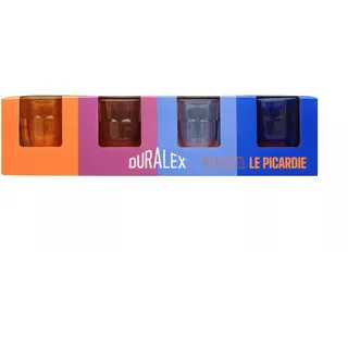 Duralex® Set mit 4 Gläsern aus Hartglas 25 cl (Vermeil/Marine/Saphir/Pflaume) – Kollektion Le Picardie®, elegant und vielseitig