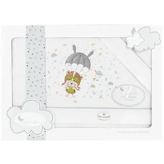 INTERBABY · Bettwäsche-Set für Kinderbett PARACAÍDAS in Weiß Grau · 100% Baumwolle · 3-teilig Bettlaken Winter für babys
