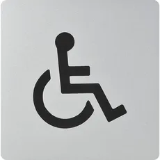 WC Symbol Rollstuhl selbstklebend, 100 x 100 mm, Kunststoff alufarbig