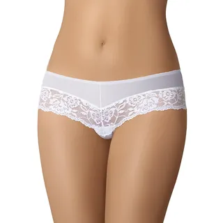 Teyli Damen Brazilian Slip aus Baumwolle mit Spitze Weiß M